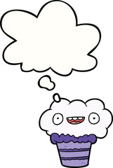 cartoon cupcake with thought bubble