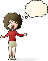 cartoon loud woman with thought bubble