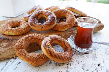 Kandil simidi Turkish Bagel with sesame seeds.	