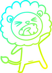 cold gradient line drawing of a cartoon lion