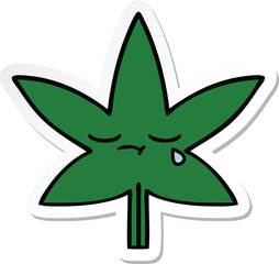 sticker of a cute cartoon marijuana leaf