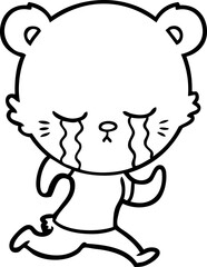 crying cartoon bear running