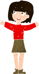 cartoon excited woman