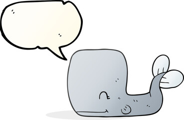 freehand drawn speech bubble cartoon happy whale