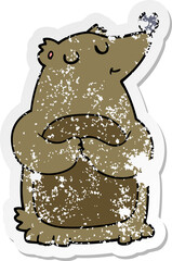 distressed sticker of a cartoon bear