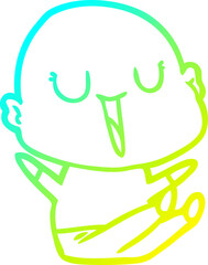 cold gradient line drawing of a happy cartoon bald man