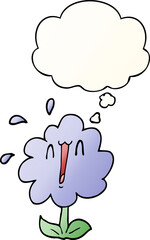 cartoon flower with thought bubble in smooth gradient style