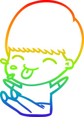 rainbow gradient line drawing of a cartoon boy