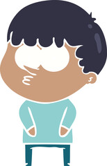 flat color style cartoon curious boy