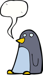 cartoon penguin with speech bubble