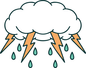 iconic tattoo style image of a storm cloud