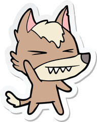 sticker of a angry wolf cartoon
