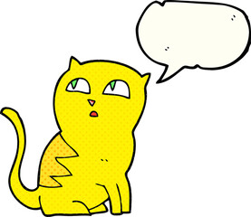 freehand drawn comic book speech bubble cartoon cat