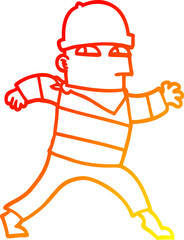 warm gradient line drawing of a cartoon thief