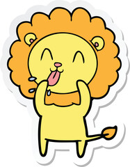 sticker of a happy cartoon lion