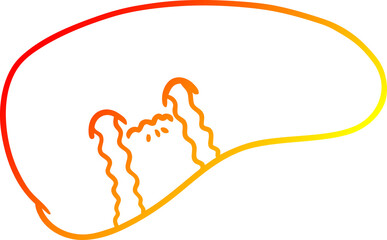 warm gradient line drawing of a cartoon liver crying