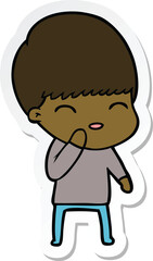 sticker of a happy cartoon boy