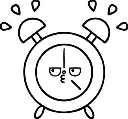line drawing cartoon of a alarm clock