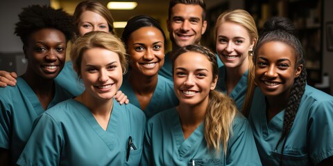 Obraz premium team or group of doctors and nurses | Generative AI