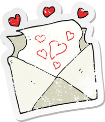 retro distressed sticker of a cartoon love letter