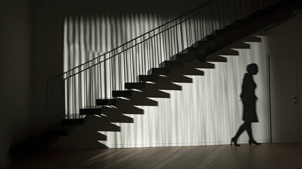 stairway of shadow room architecture interior stair  silhouette shadow - by generative ai