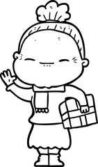 Fototapeta premium cartoon peaceful old woman