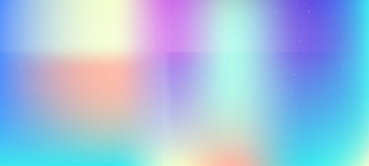 Aura background with folded paper effect. Noisy overlay texture with dots and scratches. Trendy vibrant vector background. Holographic rainbow colors. Contemporary retro