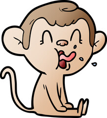 crazy cartoon monkey sitting