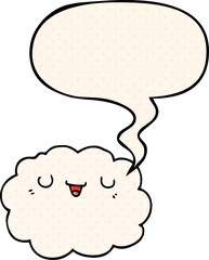 cartoon cloud with speech bubble in comic book style