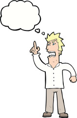 cartoon angry man making point with thought bubble