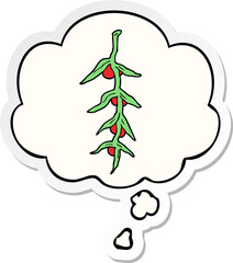 cartoon plant with thought bubble as a printed sticker
