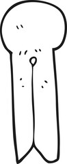freehand drawn black and white cartoon old style wooden peg