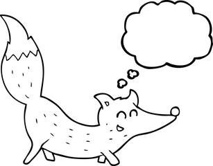 freehand drawn thought bubble cartoon little wolf