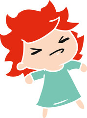 cartoon illustration of a cute kawaii girl