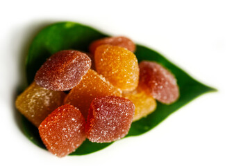 Multi-Vitamin gummy with white background.