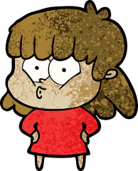 Obraz premium cartoon whistling girl