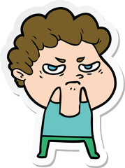 sticker of a cartoon angry man