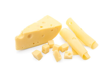 Tasty Swiss cheese isolated on white background
