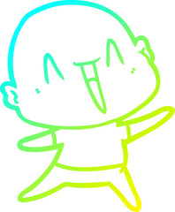 cold gradient line drawing of a happy cartoon bald man