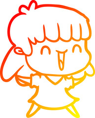 warm gradient line drawing of a cartoon woman