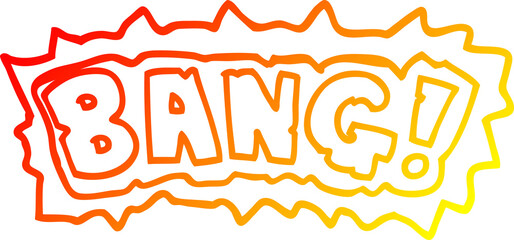 warm gradient line drawing of a cartoon word bang