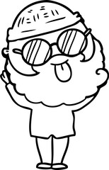 man with beard sticking out tongue