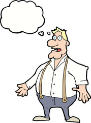 cartoon shocked man with thought bubble