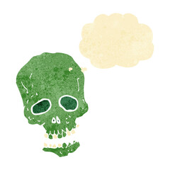 cartoon skull with thought bubble