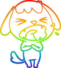 rainbow gradient line drawing of a cute cartoon dog