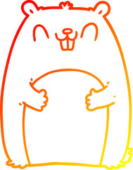 warm gradient line drawing of a cartoon happy gopher
