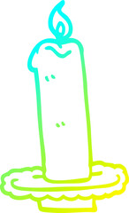 cold gradient line drawing of a cartoon burning candle