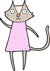 cute cartoon cat waving