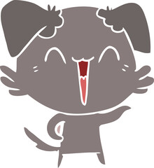happy little dog flat color style cartoon