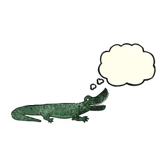 cartoon happy crocodile with thought bubble